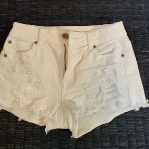 American Eagle Ripped White Jean Shorts